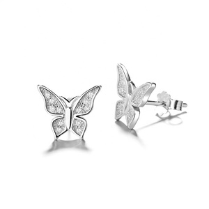 Pendientes de tuerca de mariposa bonitos de plata 925 pura, pendientes exóticos hechos a mano, joyería para niñas - Product Image 6