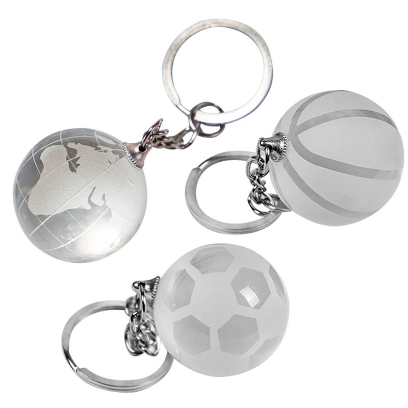 World Globe Football Basket Ball Key Chain Crystal Ball Keychains
