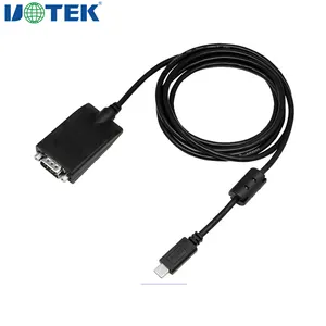 UOTEK制造商USB 2.0 C型至RS232转换器usb-c公DB9 RS-232电缆，带磁环电涌保护UT-880-TC