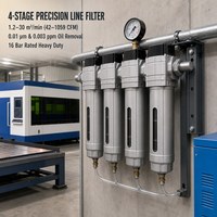 Élément filtrant de ligne de précision 1,2 m 30 m 42-1059CFM, élimination huile/eau en 4 étapes, drain automatique robuste en aluminium pour compresseur à vis