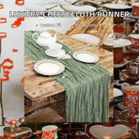 Nouveau chemin de table en gaze de coton de luxe, écologique et personnalisable pour la décoration de Noël et de mariage, usage domestique et hôtelier