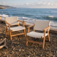Outdoor-Villa Garten Modernes Minimalistisches Holz-Metall-Rahmen Einzelsofa Wasserdicht Sonnenbeständig Freizeitmöbel Hotel