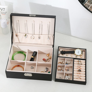 Popular Lady Style Leather Jewelry Set Display <strong>Earrings</strong> Necklace Rings Box Organizer <strong>Case</strong> - Product Image 4
