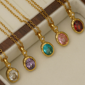 Collar con Colgante de Zirconia del Mes de Nacimiento en Acero Inoxidable, Novedades de Quake E-commerce, Regalo para Mujer - Product Image 1