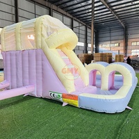 Château gonflable commercial pastel avec toboggan et piscine à vendre