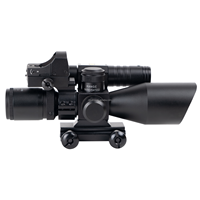Lunette de visée télescopique Howie Optics 2.5-10x40 avec éclairage laser rouge/vert à 5 niveaux et mini viseur point rouge pour la chasse sur rail de 20/21 mm