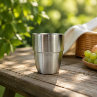 Offre Spéciale – Lot de 4 Tasses à Café Empilables en Acier Inoxydable de 10 oz – Gobelets Isothermes Sous Vide pour Camping et Fêtes en Extérieur
