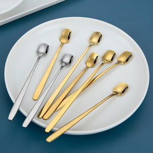 Stainless steel square-headed <b>spoon</b>, creative souvenir, long-handled ice <b>spoon</b>, powder <b>measuring</b> <b>spoon</b>, coffee <b>spoon</b>, honey - Product Image 1