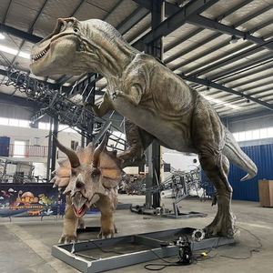 Combinaison personnalisée de dinosaures artificiels en métal (T-Rex et Triceratops) pour les expositions dans les centres commerciaux et les aéroports - Product Image 5