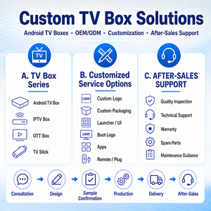 OEM ODM Personalizado Amlogic S905X5M Android 14 TV Box 4K AV1 AI-SR WiFi6 BT5.2 USB3.0 Reproductor Multimedia Inteligente - Product Image 5
