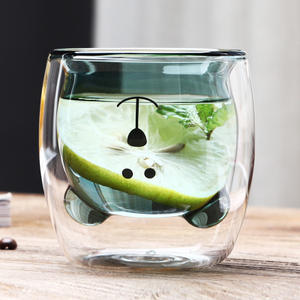 Cartone animato simpatico ialino trasparente orsetto isolato doppio strato tazze di vetro a doppio strato - Product Image 4