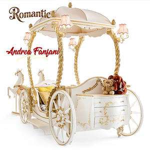 Классическая кровать-чердак в европейском стиле «Замок», элегантная, белая, из массива дерева, с резным декором в форме лошади, увеличенного размера, для спальни - Product Image 6