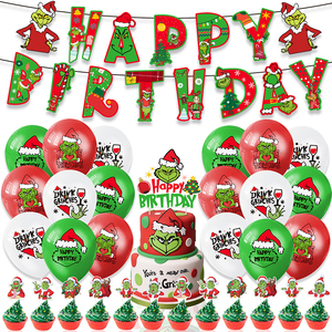 Hot Sale Birthday Party Supplies Set Cartoon Christmas Theme Party Decorations With Balloons Banner Promotional Party Supplies