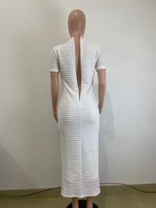 Y6048 Ultimo Modello di Abito Lungo Estivo Elegante con Maniche Corte, Monopetto, Sexy, Aderente, Collo Tondo per Feste - Product Image 6