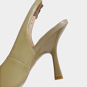 Bej eylem deri sivri burun Slingback yüksek topuklu topuklu sandalet ile şık ayak tasarımı seksi kulübü tarzı yaz açık - Product Image 6