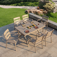Table et chaises de barbecue pour repas et fêtes, vente chaude en usine, tables de barbecue familiales, designs modernes pour la cour, option de cuisine extérieure