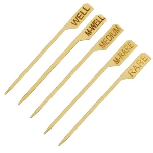 Espeto de churrasco de bambu haddle, limpador plano, grelhamento de bambu, bambu personalizado, 4.7 polegadas de bambu, varas de churrasco