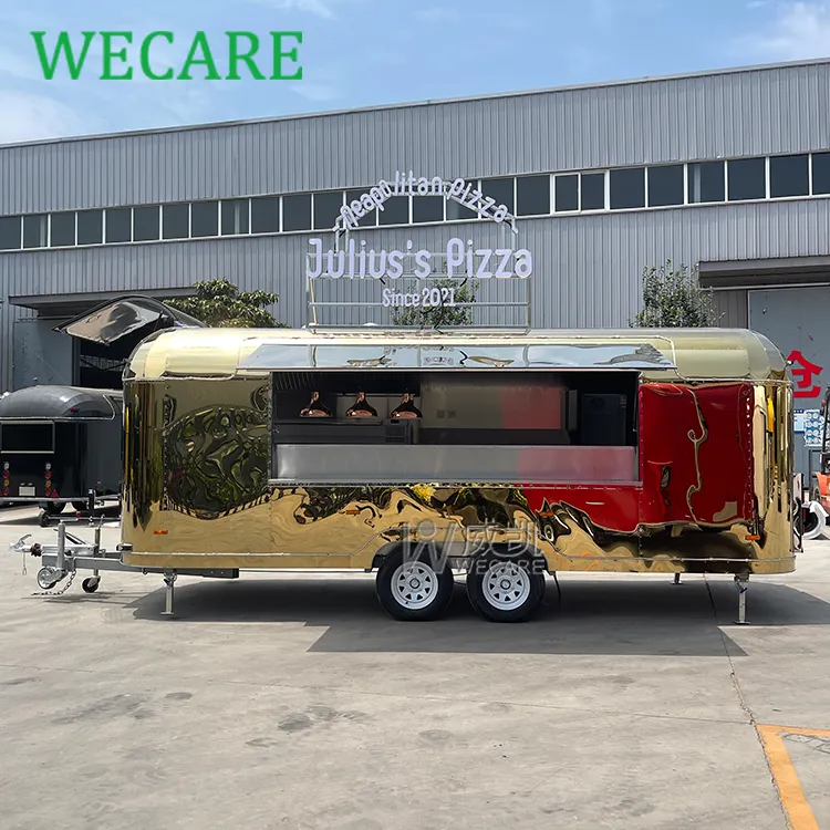 Wecare cocina móvil de acero inoxidable flujo de aire personalizado pizza hamburguesa van camiones de comida carros de comida y remolques de comida de catering