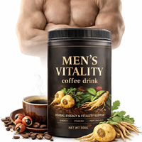 Poudre de café aux herbes pour la vitalité masculine adulte : Mélange de Maca, Panax Ginseng, Cordyceps et Ashwagandha – Soutien naturel à l'énergie et à la résistance