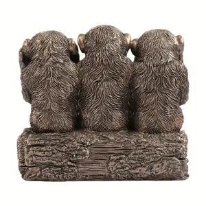 <span class=keywords><strong>3</strong></span> statues de singe sage-N'entendez pas le mal, ne voyez pas le mal, ne dites pas le mal, symboles japonais de bonne chance, finition bronze antique, lourd - Product Image 2