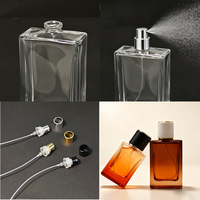 Flacon pulvérisateur de parfum en verre transparent rectangulaire - Bouchon anti-fuite pour les soins de la peau/l'aromathérapie, commandes d'emballages cosmétiques personnalisés