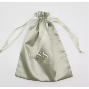 Pochette <span class=keywords><strong>en</strong></span> satin de <span class=keywords><strong>soie</strong></span> rose pâle luxueuse <span class=keywords><strong>avec</strong></span> cordon de serrage, logo personnalisé, ruban vert, sac cadeau pour bijoux, cosmétiques, organiseur de voyage - Product Image 5