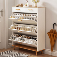 Meuble de rangement à chaussures élégant et simple à 3 niveaux, armoire à chaussures moderne minimaliste ultra-mince pour entrée