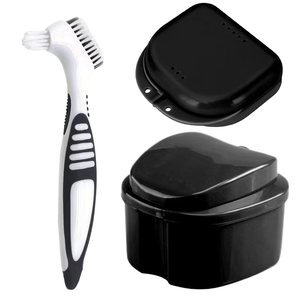 Juego de viaje para el cuidado de la dentadura, dentadura de cepillo de cerdas de nailon suave y <span class=keywords><strong>caja</strong></span> de <span class=keywords><strong>dientes</strong></span> para limpieza y colocación para hoteles - Product Image 6