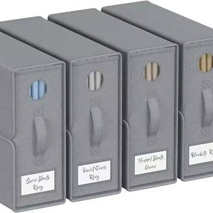 2024 Large Capacity <b>4</b>-Piece Bed Sheet <b>Storage</b> Organizer Rectangular Foldable Oxford Fabric with Zipper Window Carved Technics - Product Image 1