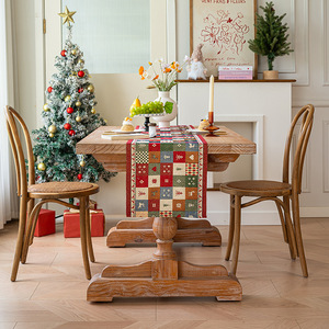 Chemin de table de Noël YINUAN, <span class=keywords><strong>tapisserie</strong></span> tissée, motif Père Noël, arbre, flocon de neige, décoration de table de fête - Product Image 6