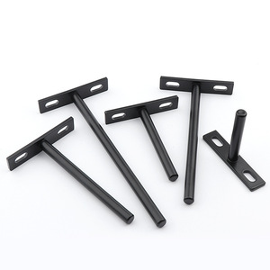 Support mural invisible en T de 8 mm nickelé noir pour suspension de cloison, quincaillerie de support de tablette en bois - Product Image 4