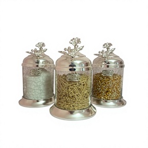 Juego de Recipientes de Almacenamiento de Acero Inoxidable Vintage con Tapa Metálica, Diseño Hermético para Conservación de Especias en la Cocina, Forma Cilíndrica, Hecho a Mano - Product Image 1