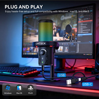 Paquete de Micrófono para Juegos CMTECK: Micrófono de Condensador USB XM560 + Brazo de Micrófono de Bajo Perfil AS17S