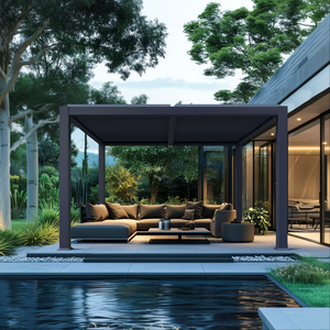 Freestanding Electric Motorized Aluminum Outdoor Bioclimatic Pergola <strong>Retractable</strong> <strong>Roof</strong> Rainproof UV Garden <strong>Gazebo</strong> - Product Image 3