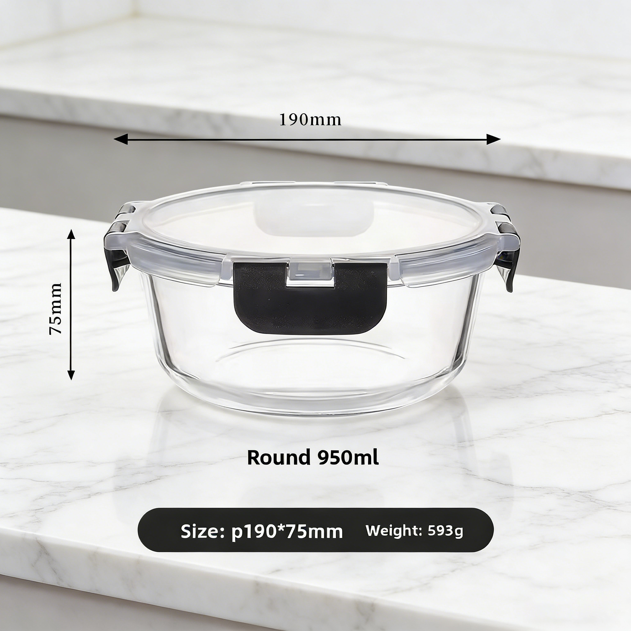 Transparente - redondo de 950ml