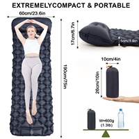 Matelas de camping gonflable portable avec pompe à pied, matelas de couchage en TPU à poches d'air diamantées pour la randonnée et le trekking