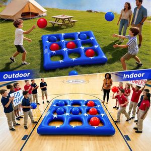 Blue Star Pattern <b>Inflatable</b> 9-Hole Pool Toss <b>Game</b> with Red & Blue Balls - Product Image 3