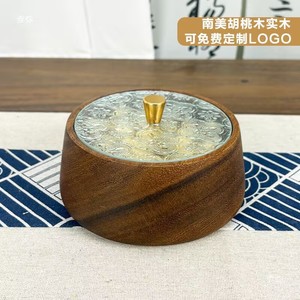 Tazón redondo de madera con tapa de 13.5 cm para nueces y aperitivos, plato para servir en fiestas - Product Image 3