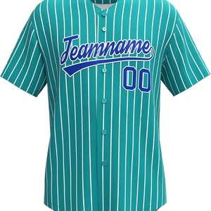 Maillot de baseball personnalisé à rayures fines, chemises boutonnées personnalisées imprimées, uniforme de sport pour hommes, femmes et jeunes, noir et rouge - Product Image 2