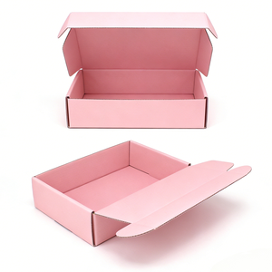 Boîte d'expédition en carton ondulé rose personnalisée, boîte d'envoi écologique avec logo pour <span class=keywords><strong>abonnement</strong></span>, cadeau, emballage e-commerce - Product Image 1