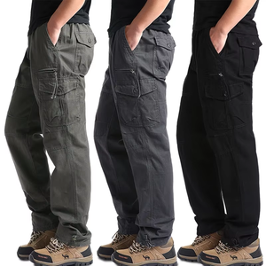<span class=keywords><strong>Pantalon</strong></span> de travail décontracté pour homme, grande taille, coton, taille élastique, multi-poches, coupe droite, ample, <span class=keywords><strong>pantalon</strong></span> cargo pour l'hiver - Product Image 2