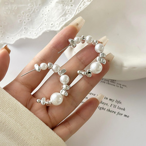 2025 nouvelle mode nœud papillon Zircon boucles d'oreilles perle Roses fleur femmes pendentif argent boucles d'oreilles Simple bijoux accessoires cadeaux - Product Image 4