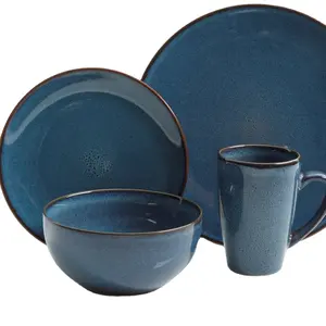 Miglior prezzo 16 pezzi Set da pranzo con smalto reattivo Set di piatti in ceramica Set di stoviglie in ceramica di lusso