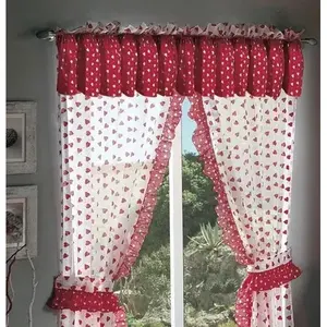 Juego de cortinas Queen Of Hearts, 2,15 m x 2,78 m, panel de encaje de algodón rojo y blanco, disfraz de competición - Product Image 4