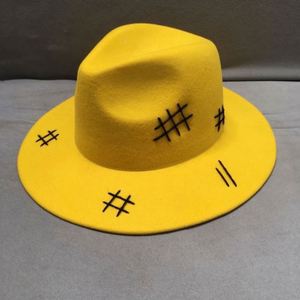 High Quality <b>Yellow</b> Chin Strap Felt 100% <b>Wool</b> Vintage Fedora Hats Women - Product Image 3
