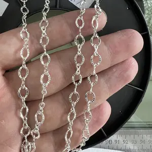 Wholesale hight quality S925 silver flat ribbed figaro "8" shape chain for DIY necklace accessory