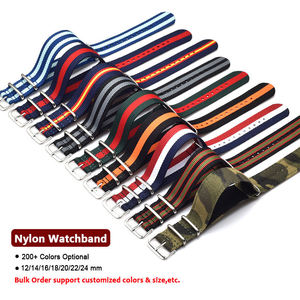 Bracelet de montre en nylon rayé en gros, bracelet de montre en toile côtelée 12mm 14mm 16mm 18mm 20mm 22mm 24mm - Product Image 2