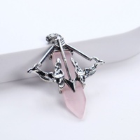 Pendentif en forme de flèche d'Amour en améthyste naturelle, quartz rose, quartz clair et œil de tigre, accessoire flèche d'Amour, best-seller transfrontalier en gros