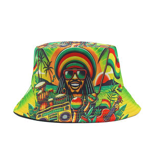 Protector solar al aire libre Panamá gorra para hombres y mujeres Reversible pescador sombreros Juneteenth <span class=keywords><strong>Bob</strong></span> <span class=keywords><strong>Marley</strong></span> dibujos animados Rasta estilos sombrero de cubo - Product Image 3