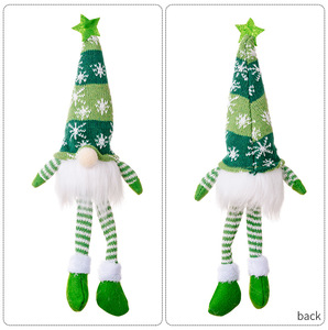 Décoration de Noël poupée sans visage forêt vieil homme flocon de neige chapeau tricoté avec lumière Rudolph jambe suspendue poupée gobelin - Product Image 5